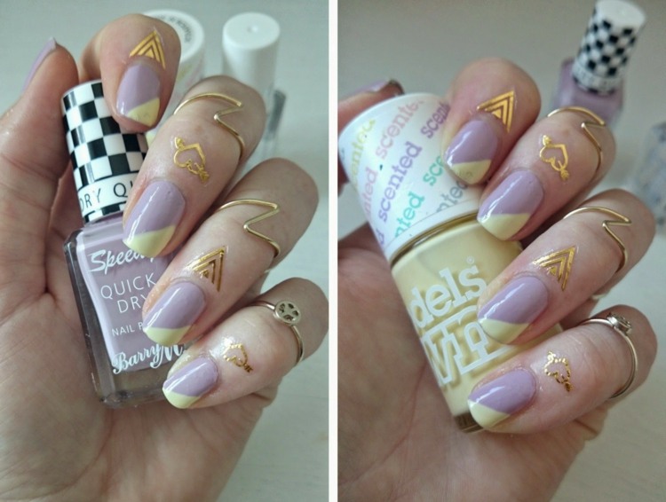 nageldesign trend 2016 guldtatuering nagelband lila nagellack