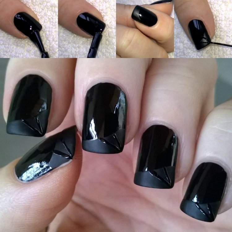 nagellack-matt-trender-svart-borste-fingertopp-effekt-höst-vinter-nageldesign