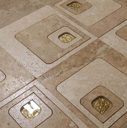 Golvplattor Gyllene geometriska mönster