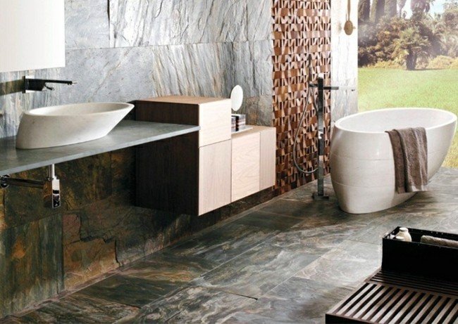 Skiffer natursten plattor vägg badrum design design