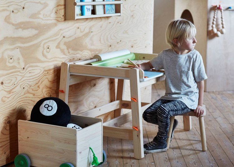 Ikea barnmöbler -trä-ny-samling-barn bord-lådor-lagringsutrymme