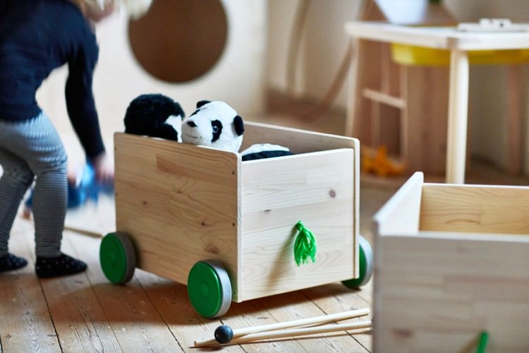 Ikea barnmöbler -trä-ny-samling-trävagnar-leksaker-förvaringsutrymme