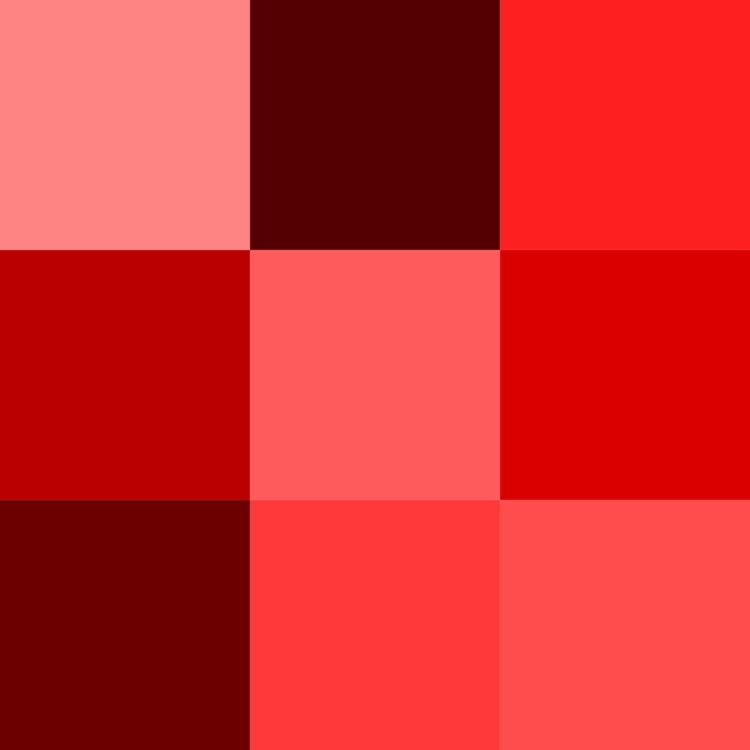 Idé för en färgpalett med olika nyanser av rött som blod