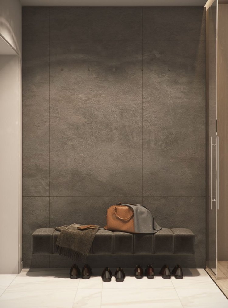 Väggdesignpaneler i korridorer i bänkskor i stenlook