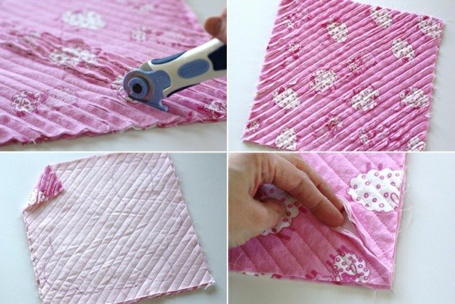 Hantverk tyg rosa färg kuddsömnad