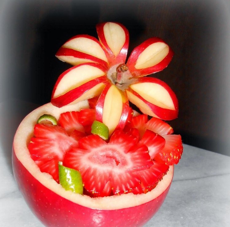 frukt carving nybörjare äpple skål lock