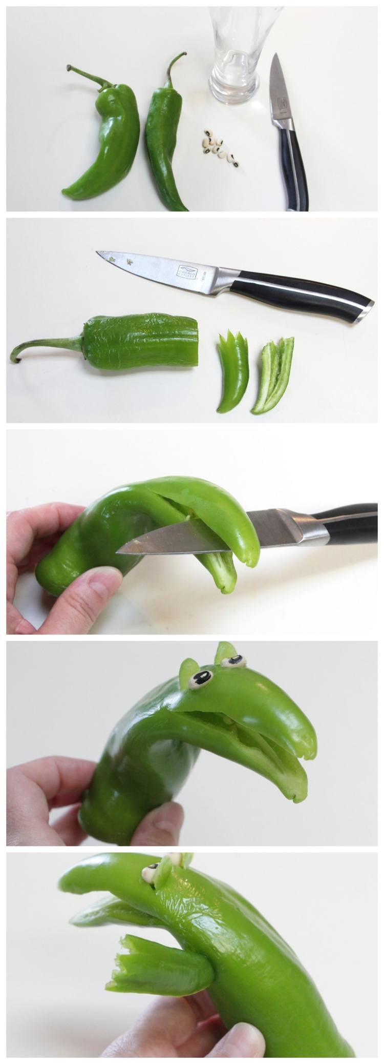 Cocktaildekoration-idé-grönsak-carving-figur-krokodil-grön-paprika
