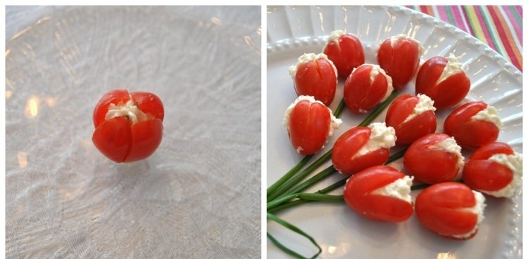 grönsaksnideri-instruktioner-dekoration-sallad-tomater-tulpaner-Philadelphia-fyllda