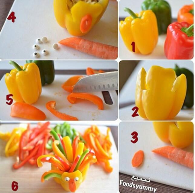 grönsaks-carving-instruktioner-anka-gul-peppar-morötter