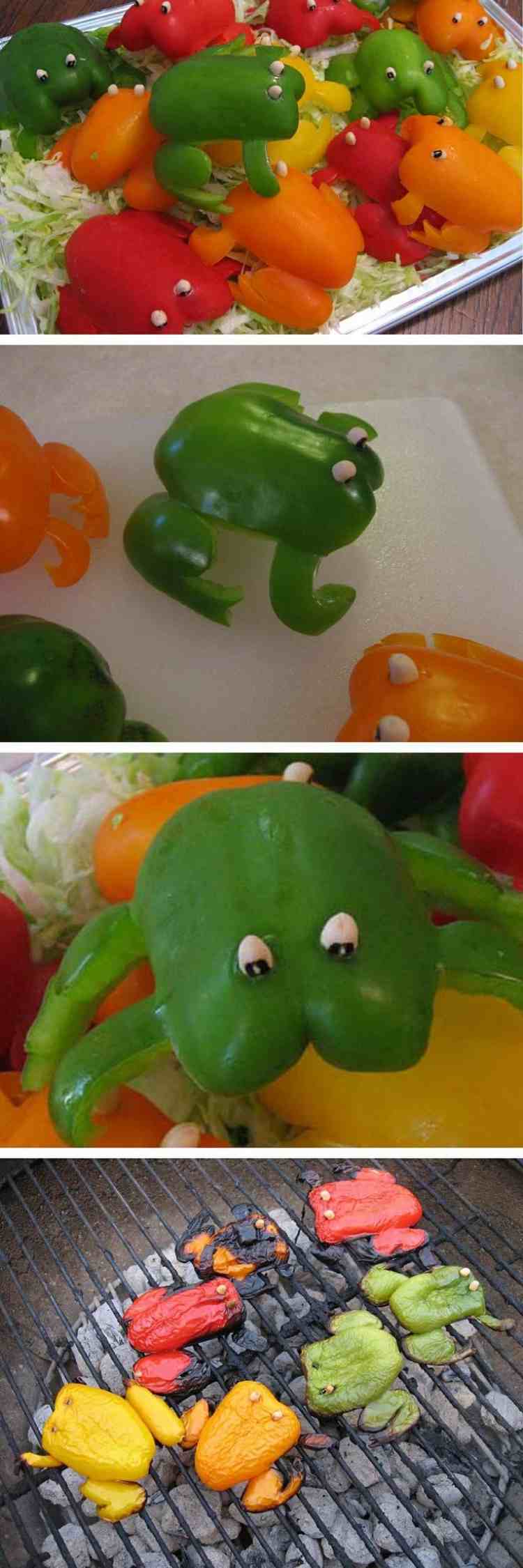 grönsak-carving-paprika-grodor-grillning