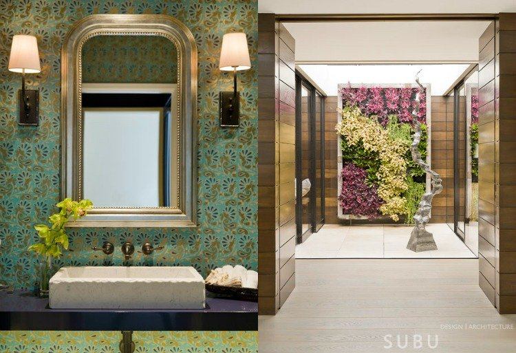 öppen-rum-design-ljusa-färger-modern-entré-badrum-vertikal-trädgård