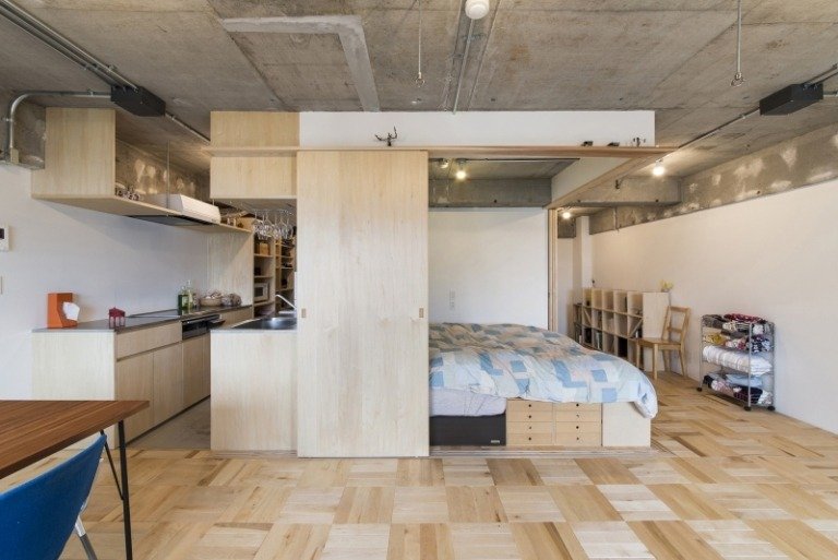Modern design och dela-ett-rum öppet kök-vardagsrum