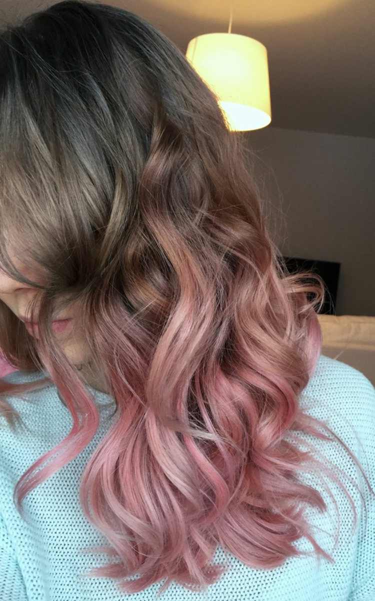 ombre-hår-brun-rosa-idé-hår-färg-gör-det-själv-frisör