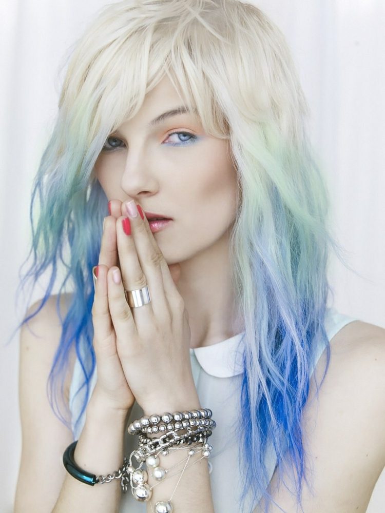 ombre-hår-tre-färg-pastell-blå-platina-blond-cyan-mörkblå