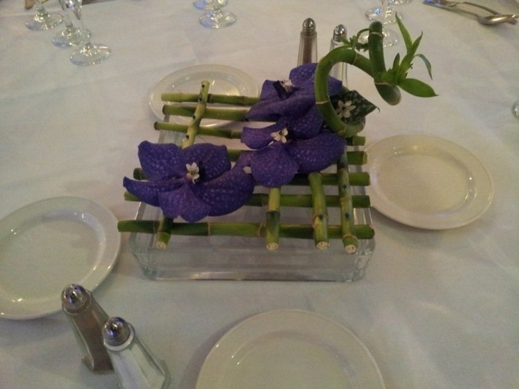 orkidéer dekorationer och arrangemang vanda blossom blå bambu rutnät