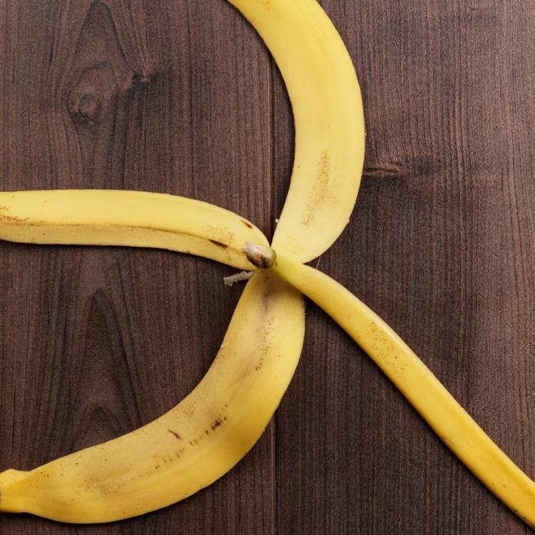 Torka skalet av organiska bananer och använd dem som gödningsmedel