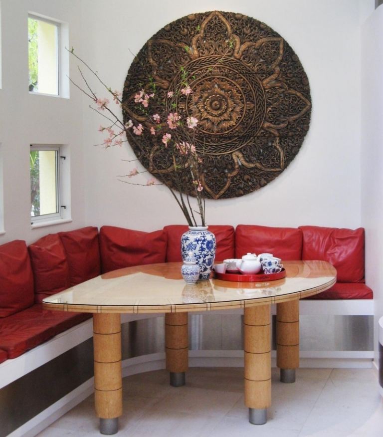 Orientalisk deco vägg design hörn bord hörnsoffa