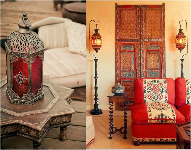 orientalisk-lampa-bordslampa-golvlampa-silver-glasfärgad-röd-gul-golvkuddar-sidobord-soffa