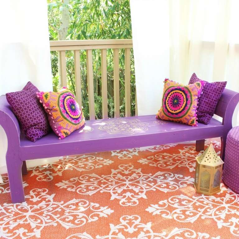 Bygg helt enkelt dina egna bänk utemöbler DIY marockanska matta dekoration idéer