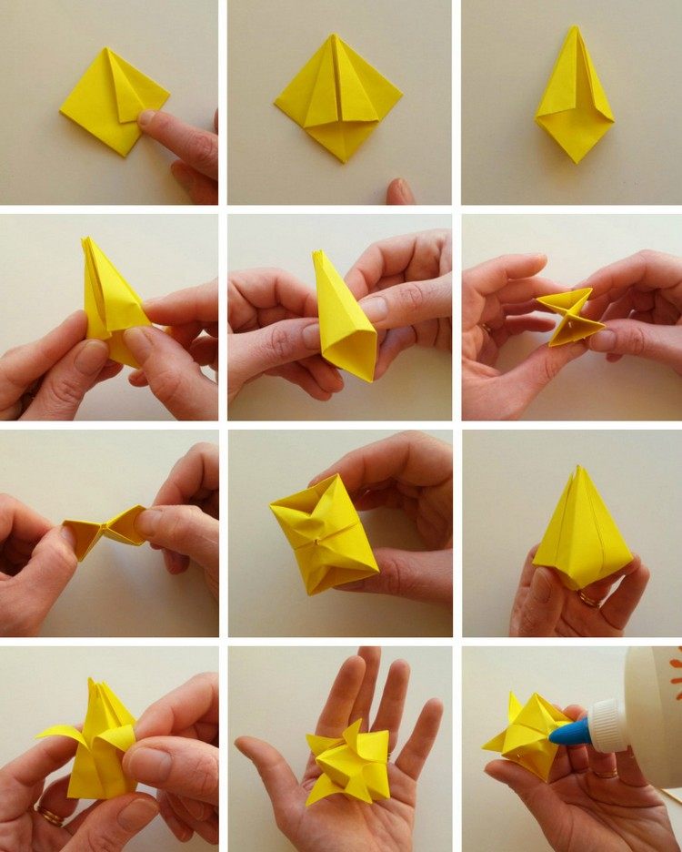 origami blomma tulpan instruktionssteg