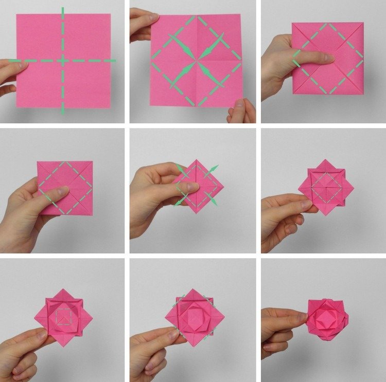 origami-blomma-ros-vikning-instruktioner-enkel