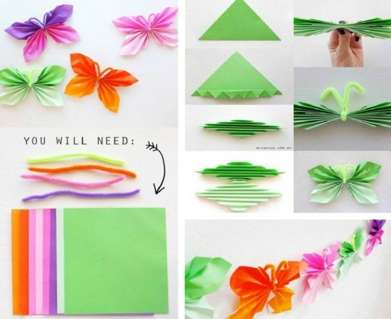 dekoration i plantskolan origami instruktioner fjäril plysch tråd