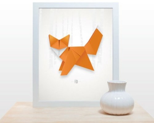 kreativ väggdesign plantskola origami räv