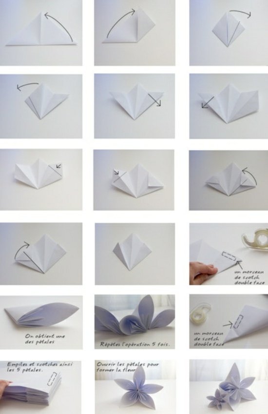 Origami vikningsinstruktioner-att göra blommor