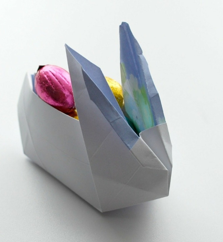 origami kaninväska idé gåva godis