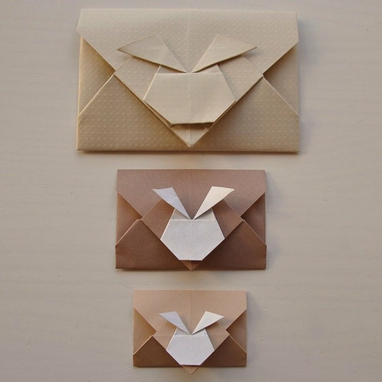 kanin origami brev kuvert design instruktioner enkel dekoration idé