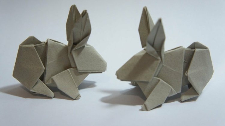 origami kanin grå design ligga ben öron