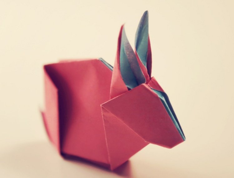 kanin origami blå rosa papper lätt att skapa idé