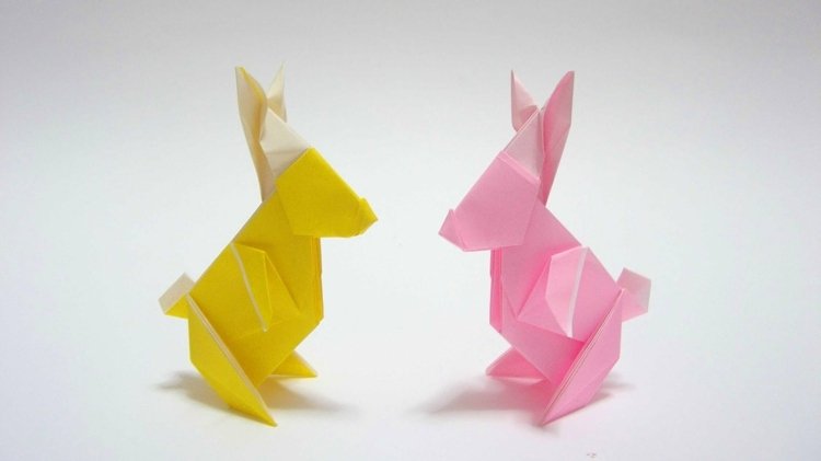 origami kanin påsk tinker idé rosa gula djur