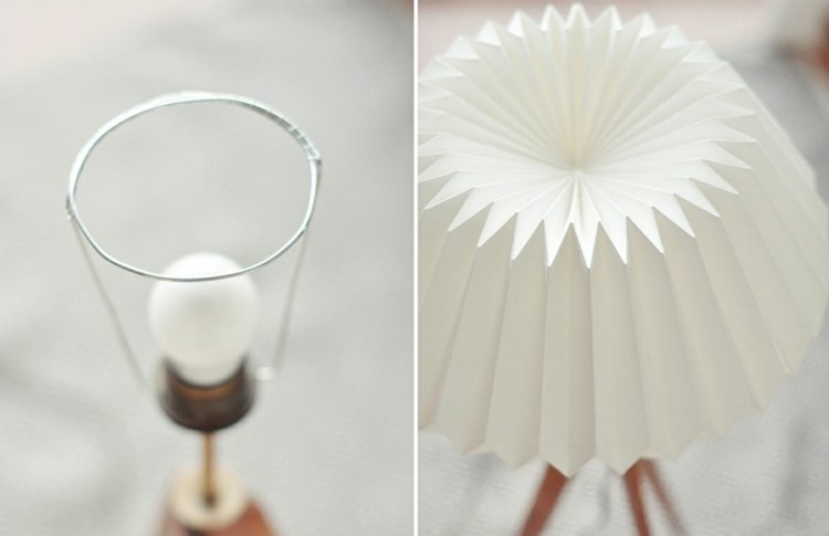 origami lampa golvlampa vit papper tråd stativ