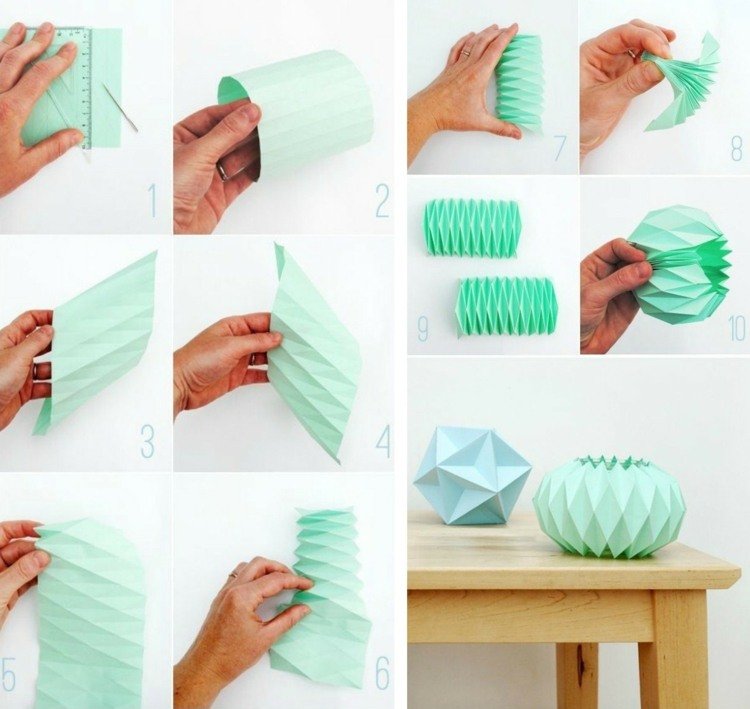 lampa-origami mintgrönt papper idé vindljus vikningsinstruktioner