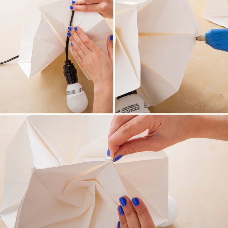 origami-lampa-diy-instruktioner-papper-kartong-veck-het-lim-kabel-fäst