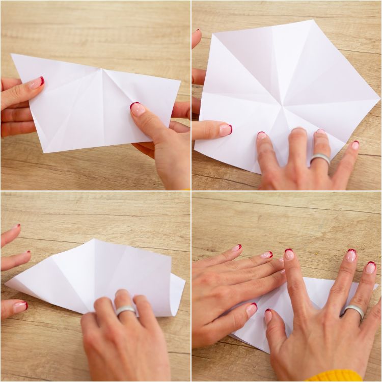 origamistjärnor julstjärnor pysslar själv vitt pappersark vik pentagon femkant