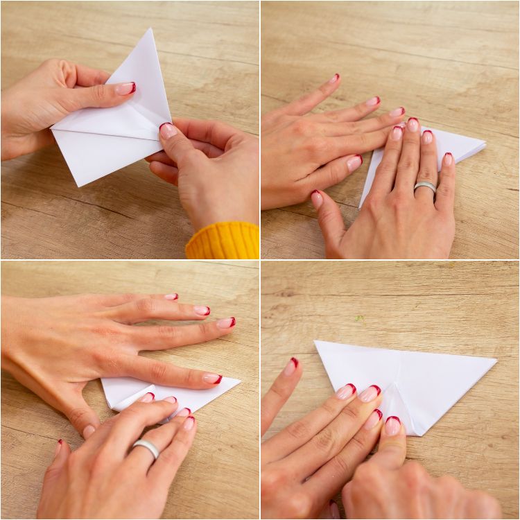 origami stjärnor julstjärnor pysslar själv vitt pappersark femkantig vikning