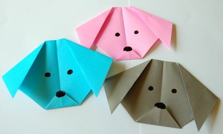 tinker origami djur färgglada papper hund figurer instruktioner