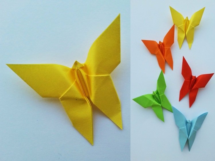 tinker origami djur fjäril röd grön orange papper