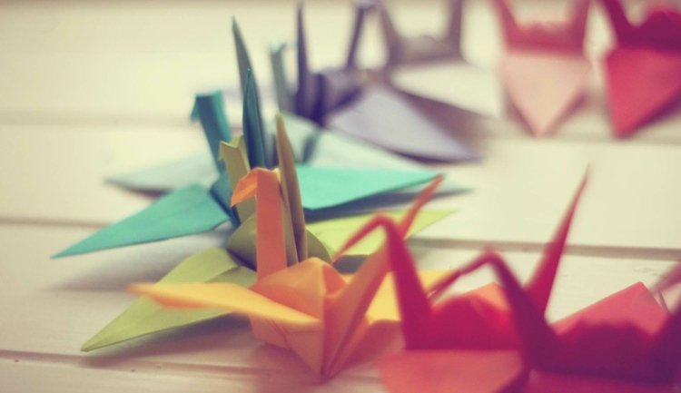 origami djur tinker kran färgglada flock fåglar klassiker