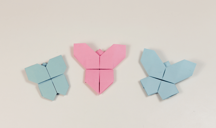 tinker origami djur idé fjärilar rosa ljusblå pastell