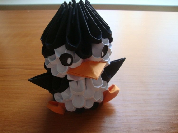 tinker origami djur 3d pingvin original svart och vitt
