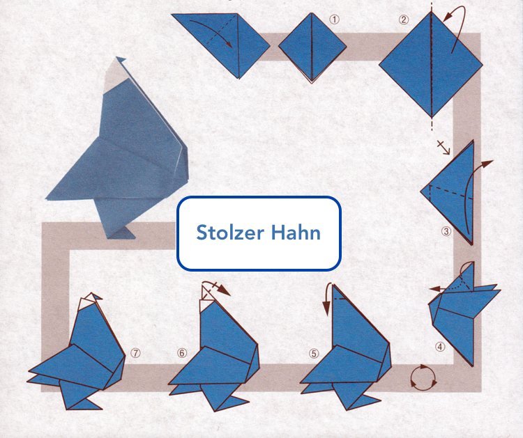 origami fågel tuppfällningsinstruktioner