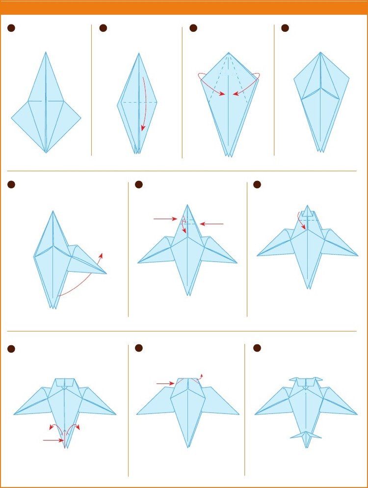 origami fågeluggla instruktionssteg
