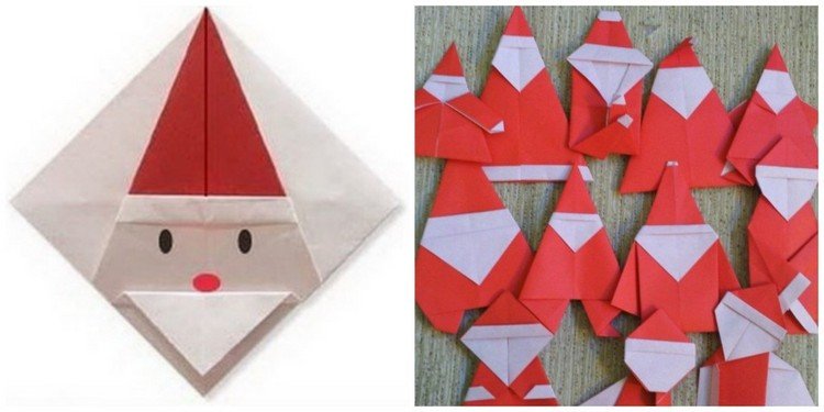 Origami Santa Claus viker julen Santa-röd-vit