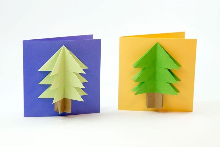 Origami tinker för barn julgran gratulationskort
