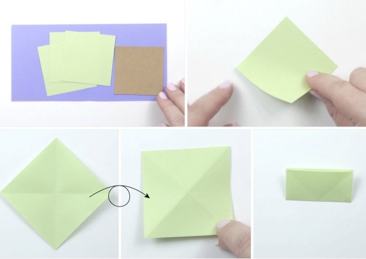 Origami för barn 3D -gratulationskort med julgran för mor- och farföräldrar pysslar Instruktioner 1