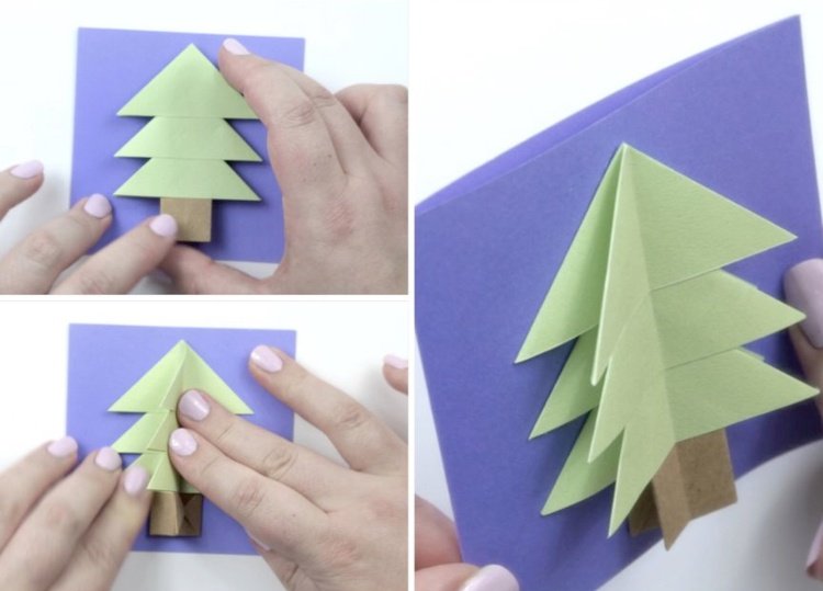 Origami julhälsningskort för barn tinker med papper 15X15 Instruktioner 7