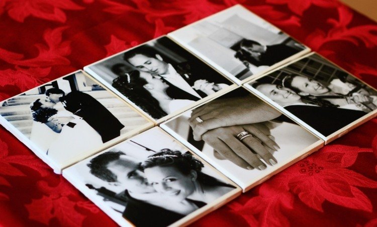 Original, ovanliga fotogåvor-koppunderlägg-gör-det-själv-keramiska plattor-bröllop-svart-vit-vintage